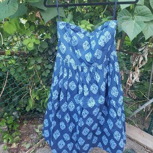 Old Navy Blue Strapless Printed Dress